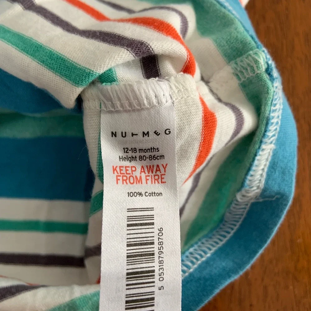 😊FREE😊 Nutmeg Blue and Green Striped Short Sleeve Tee - Picture 4 of 4